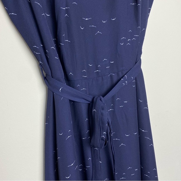 SALE. Tenki Navy Blue Bird Print Dress with Ribbon Belt Size 12 - Picture 3 of 14